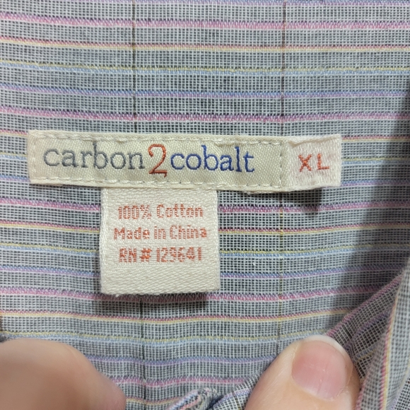 Carbon 2 Cobalt Men's Size XL Multicolor Pinstripe Button Up Shirt 100% Cotton. - Picture 4 of 8